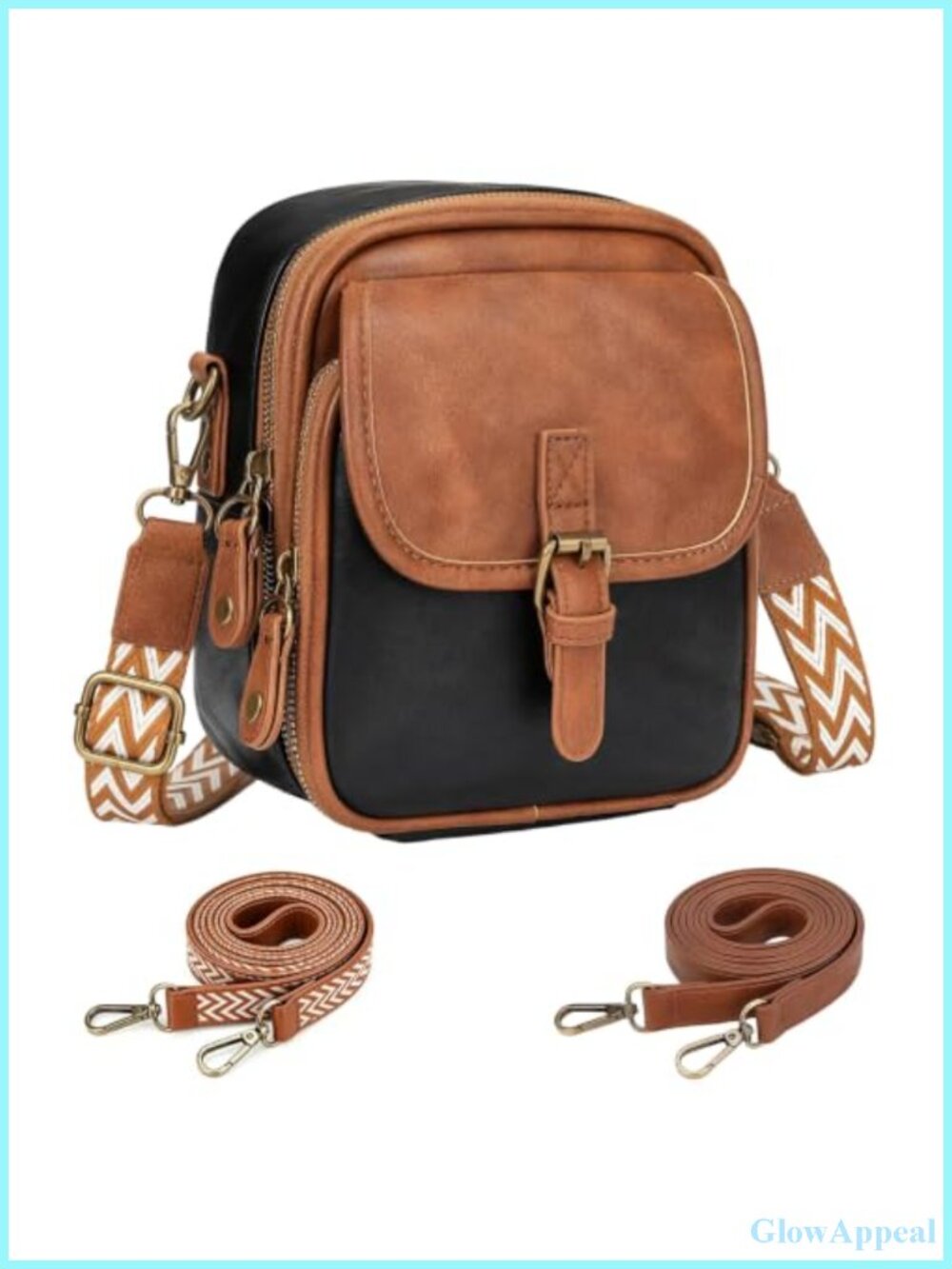Anti Theft Crossbody Bag Vegan Leather RFID Wallet 2 Straps Travel Purse